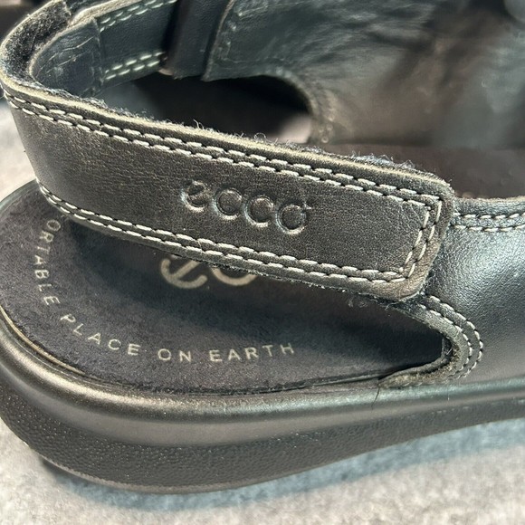 Ecco Women's Babett 3 Strap Leather Comfort Sandals Black Hook & Loop Size 8.5 - Picture 8 of 10